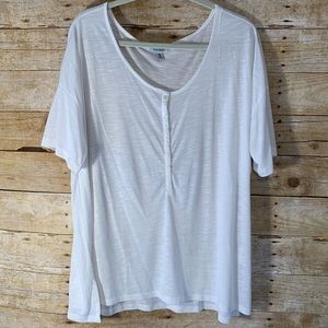Old Navy White Light-Weight Henley Tee EUC XXL
